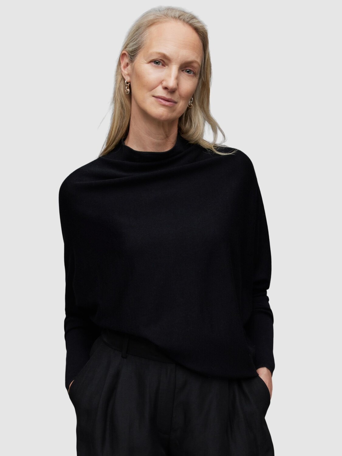 

Укороченный джемпер AllSaints Ridley из шерсти и кашемира, черный