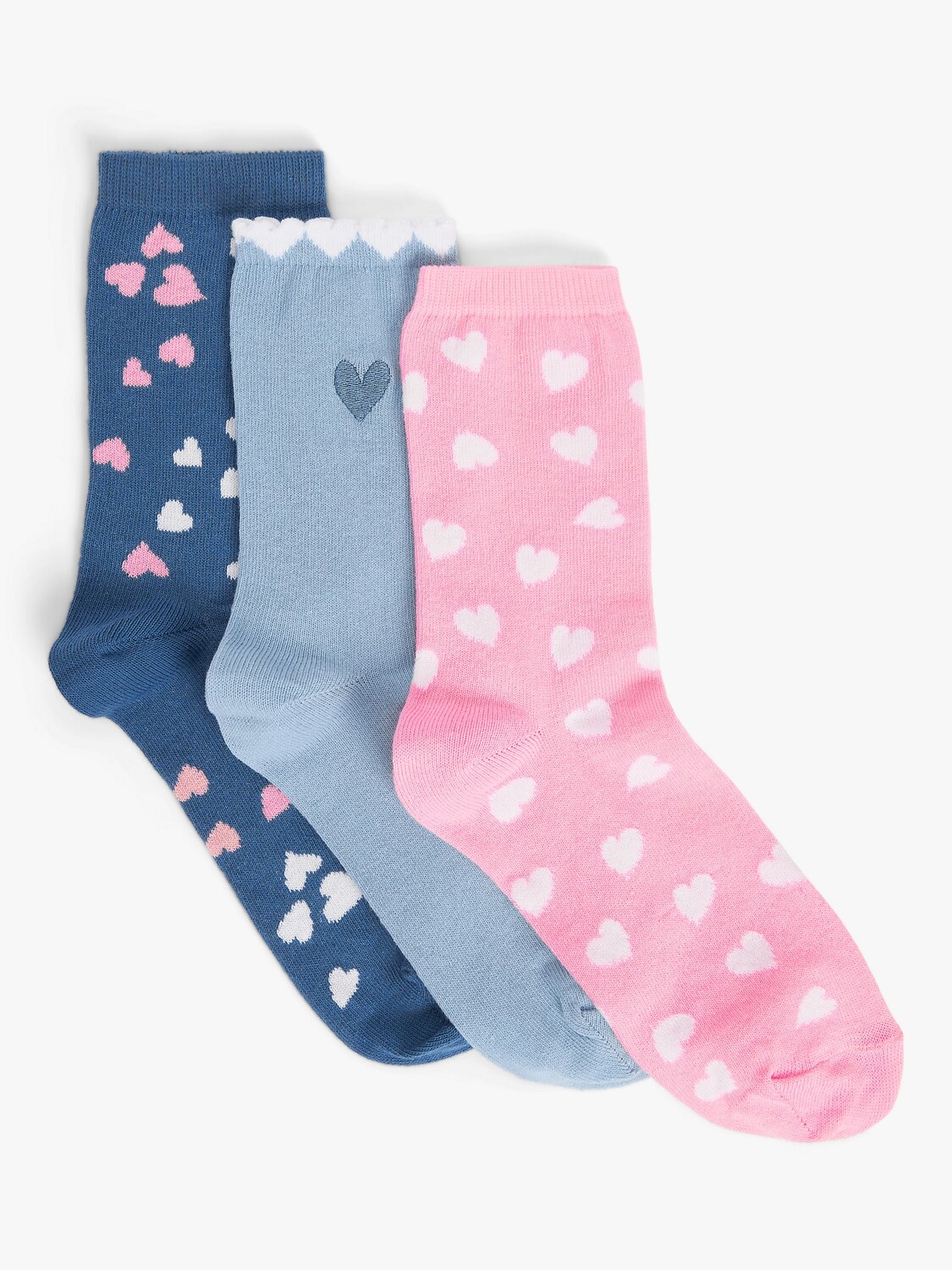 

Носки до щиколотки Hearts из смеси органического хлопка John Lewis, упаковка из 3 шт.