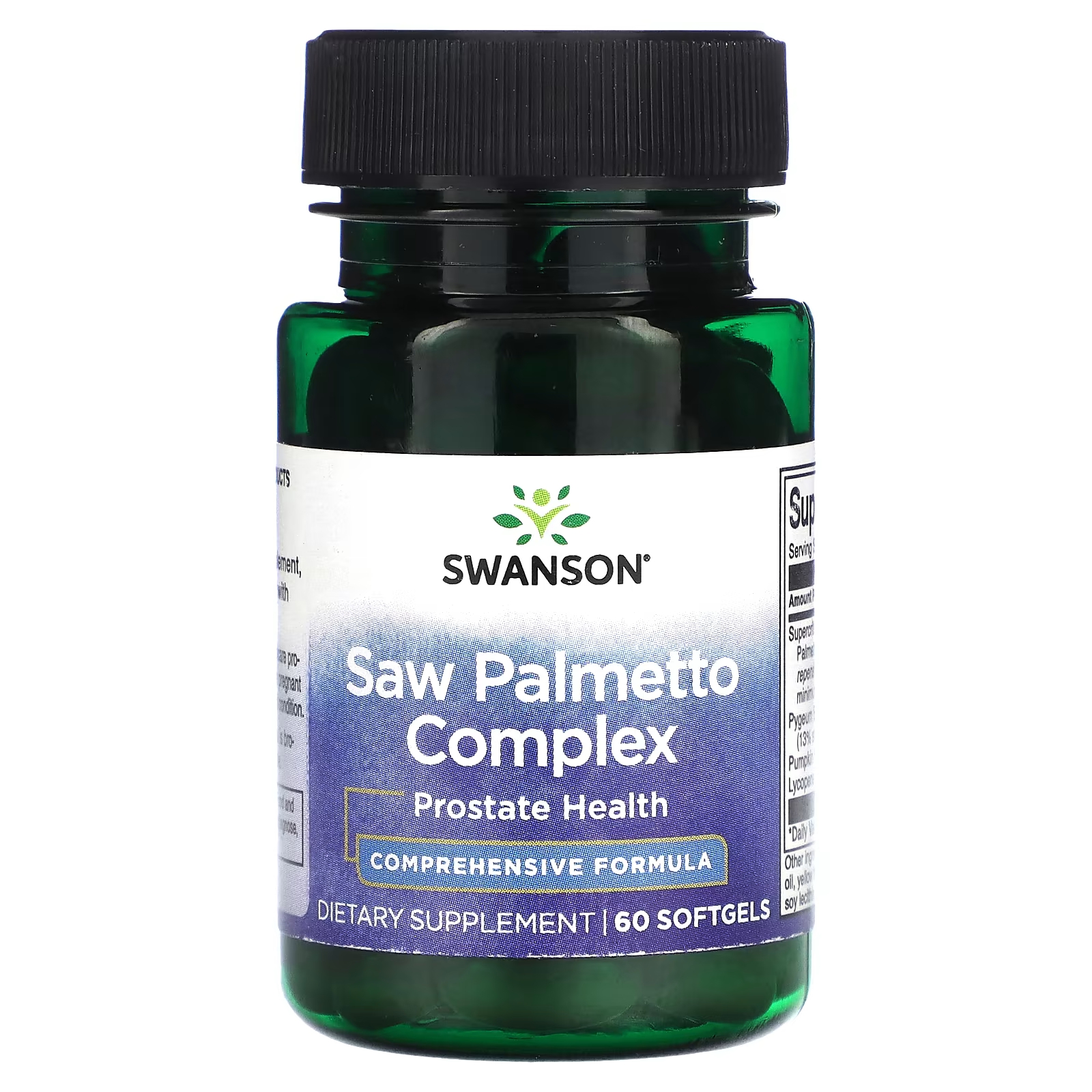 Комплексная пищевая добавка Swanson Saw Palmetto, 60 мягких таблеток swanson травяной комплекс для простаты с серой пигеумом и крапивой двудомной 200 капсул
