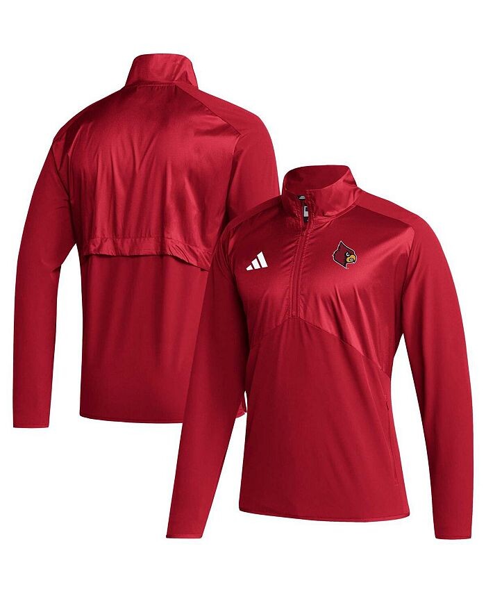 

Мужская красная куртка Louisville Cardinals Sideline AEROREADY с рукавами реглан и молнией четверти adidas, красный