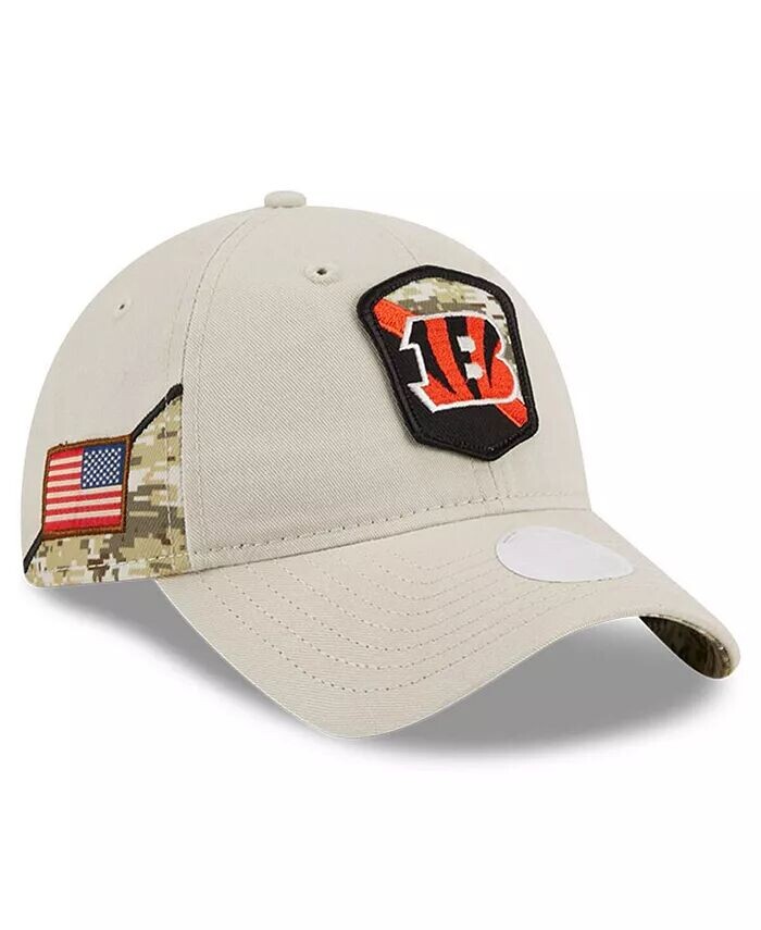 

Женская регулируемая кепка Stone Cincinnati Bengals 2023 Salute To Service 9TWENTY New Era, бежевый