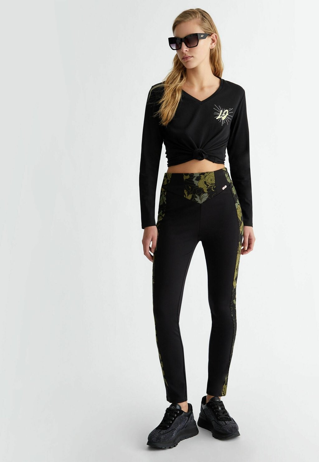 Леггинсы WITH FLORAL PRINT Leggings LIU JO, черный