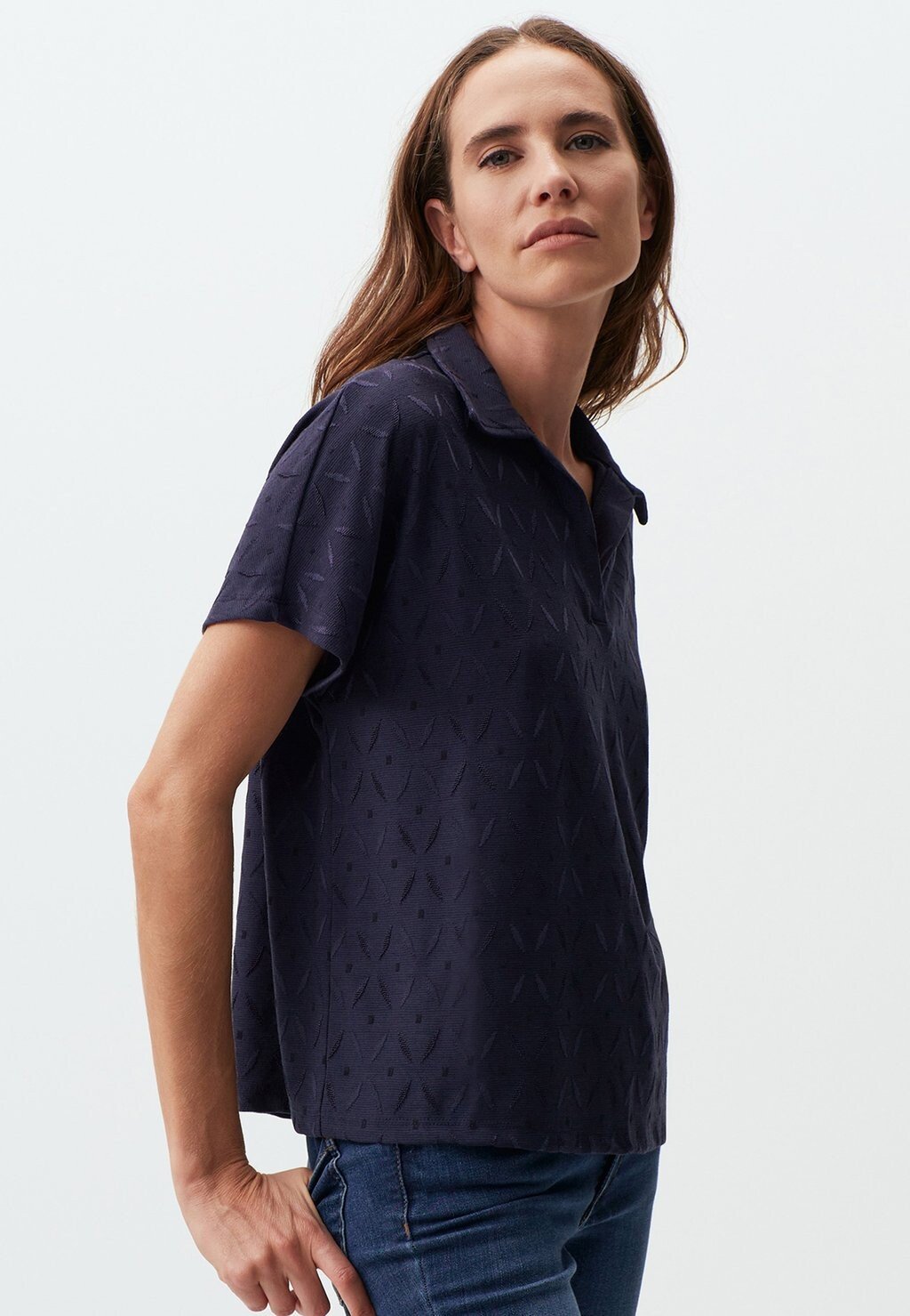 

Рубашка-поло Short Sleeve Textured Jimmy Key, темно-синяя