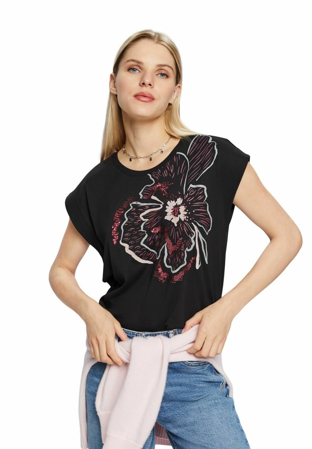 

Футболка с принтом MIT PAILLETTEN Esprit Collection, цвет black