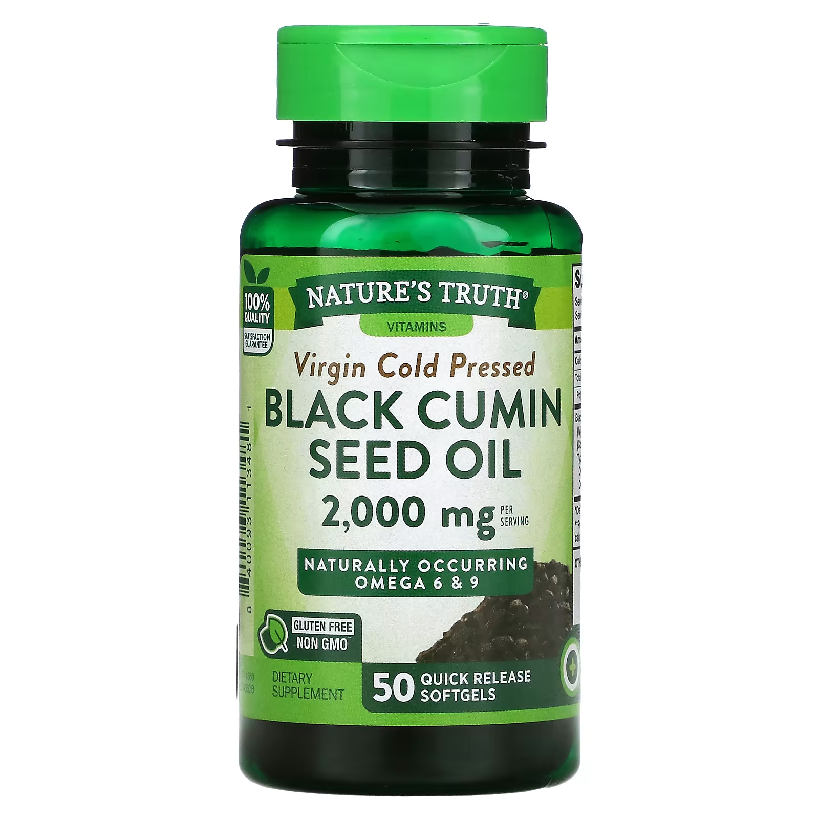 Масло семян черного тмина Nature's Truth 2000 мг, 50 мягких таблеток масло черного тмина bio nutrition премиум класса 90 мягких таблеток