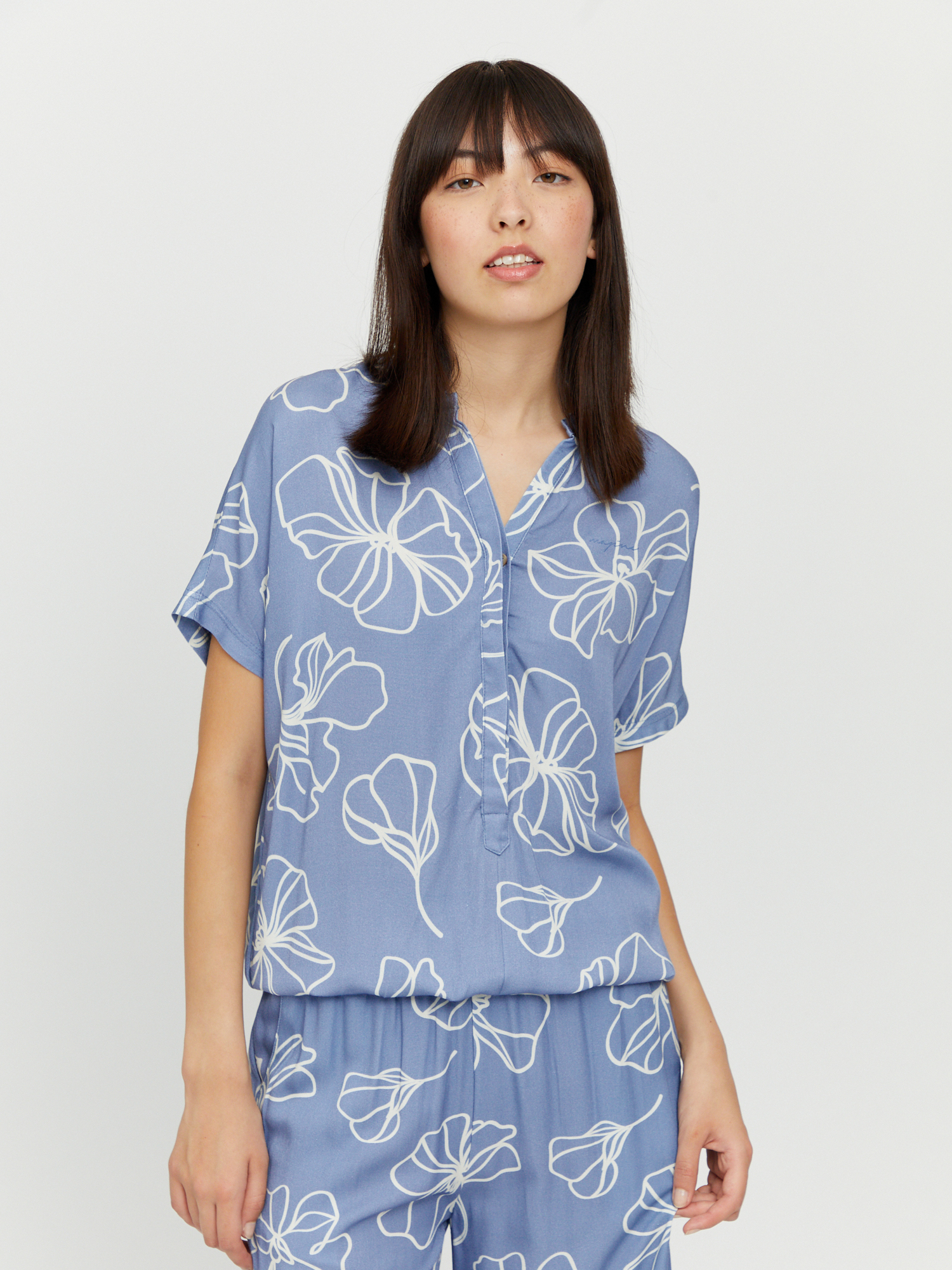 Блуза MAZINE Kurzarm Benoni Printed, цвет blue lilac/printed
