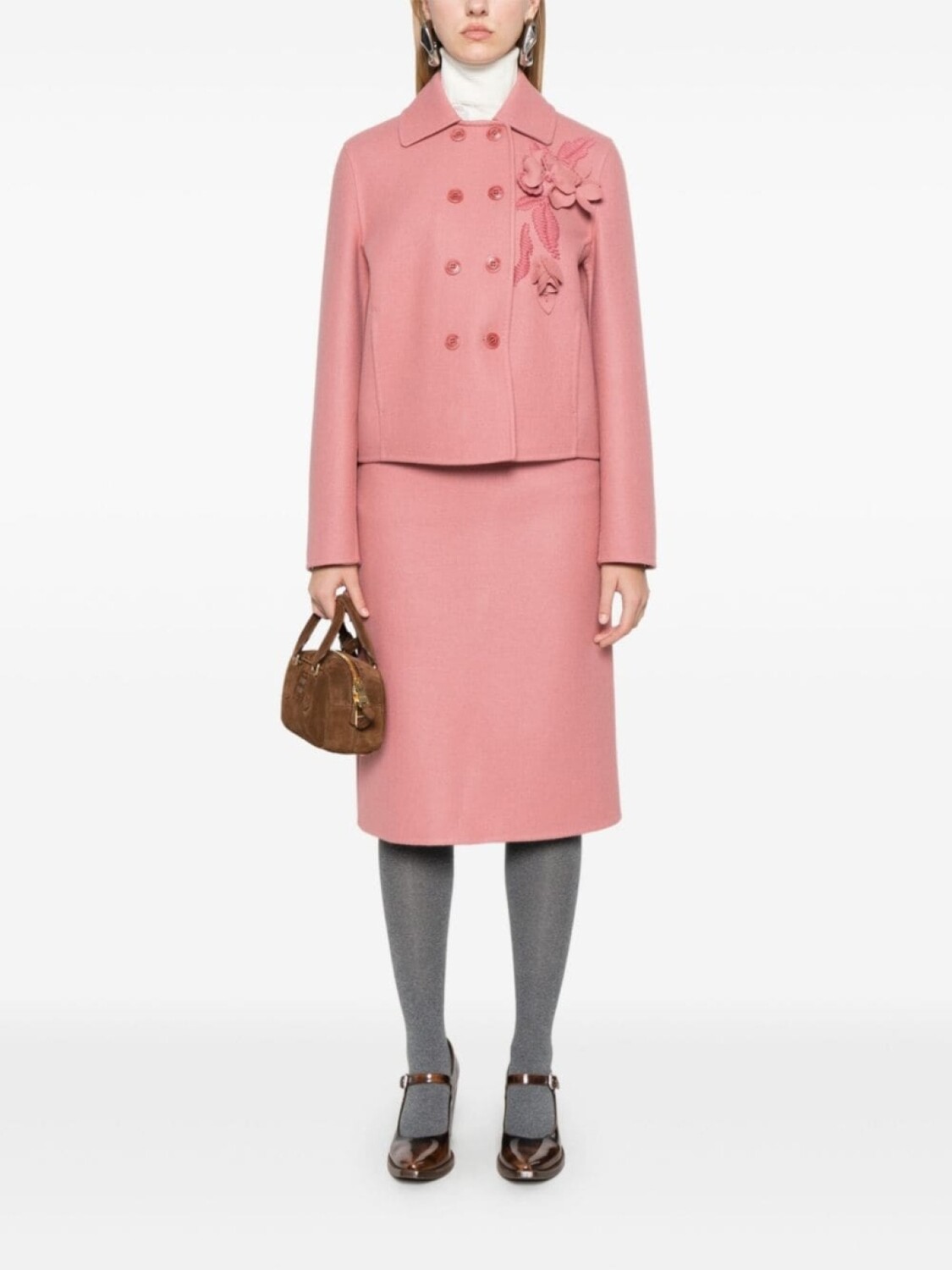 

Ermanno Scervino двубортный пиджак с цветочной аппликацией, розовый