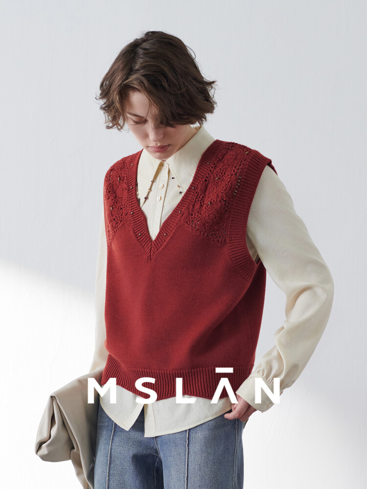 

Жилет Mslan вязаный, красный