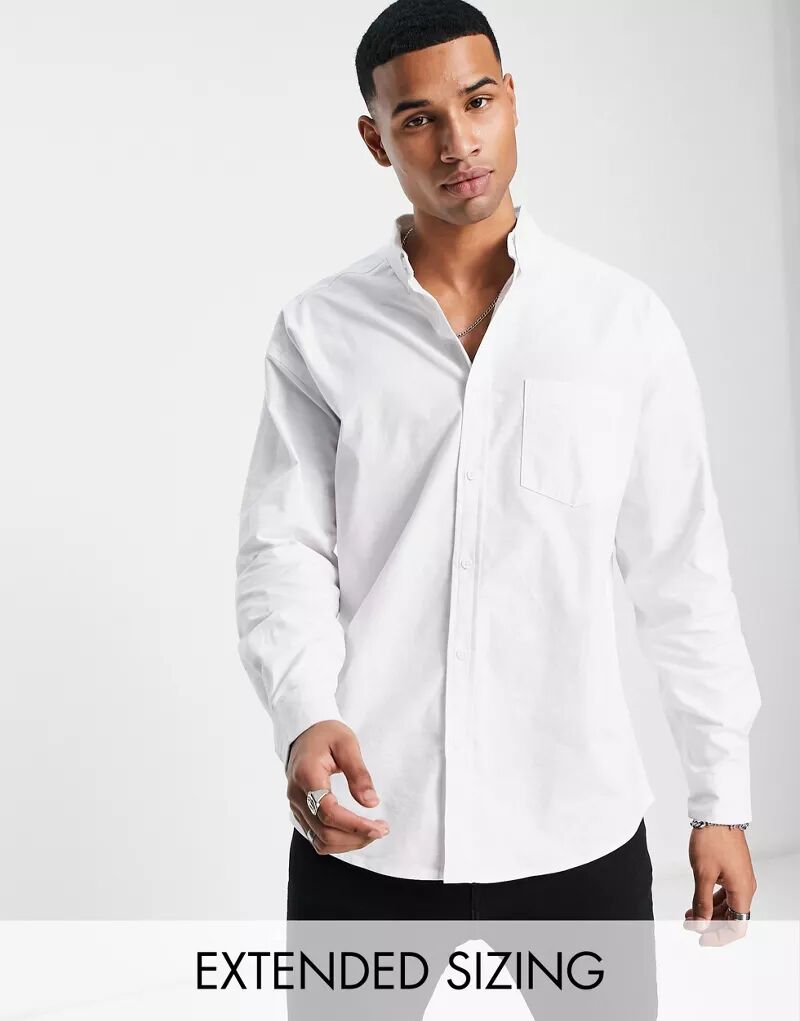 Белая оксфордская рубашка оверсайз в стиле 90-х ASOS