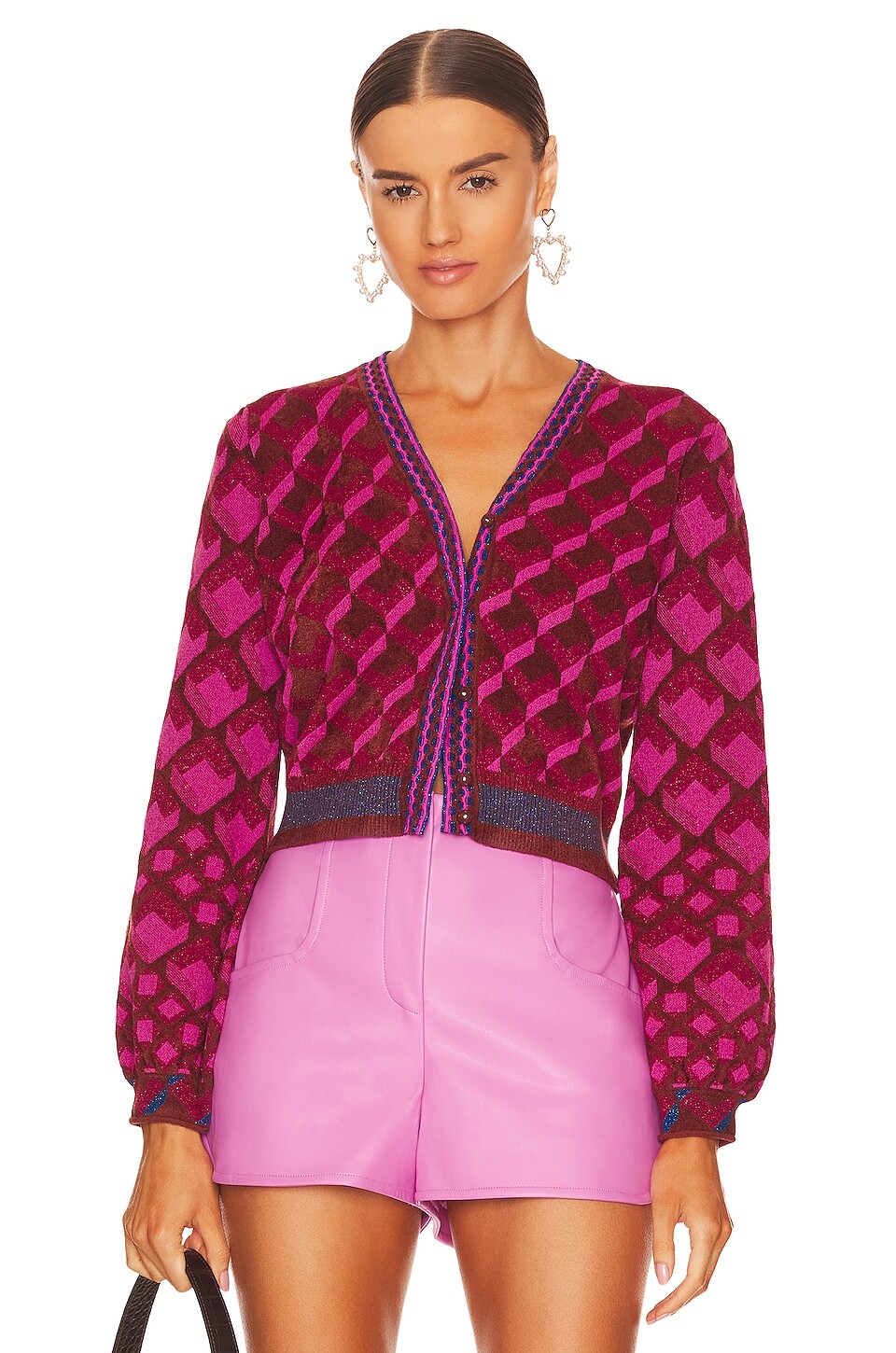 

Кардиган Diane von Furstenberg Macaria, цвет Chain & Cube Beet Pink