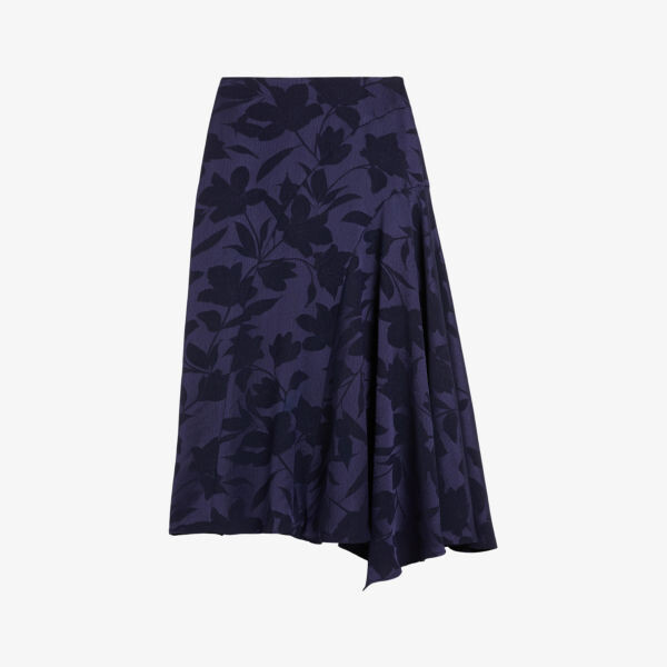 

Атласная юбка миди trebbia с цветочным жаккардом Ted Baker, синий