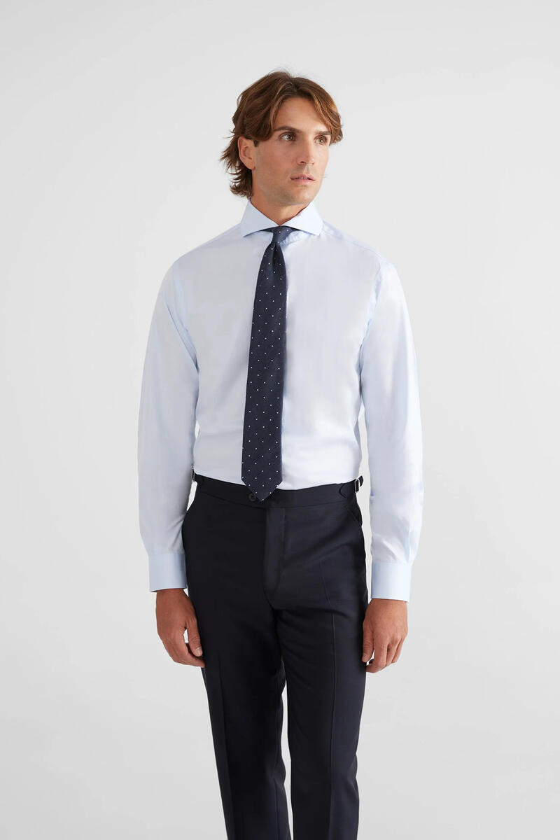 Классическая рубашка с одинарными манжетами Silbon, синий цена и фото