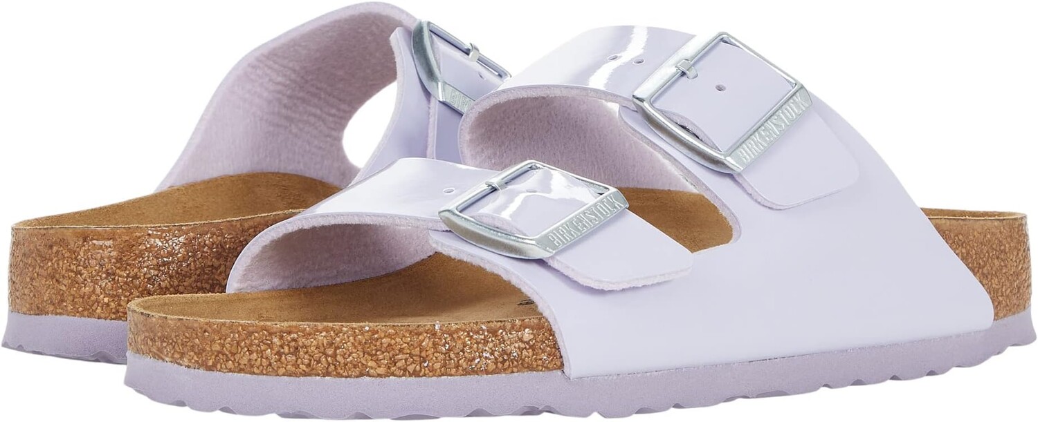 

Сандалии на плоской подошве Arizona Patent Birkenstock, цвет Patent Purple Fog Birko-Flor