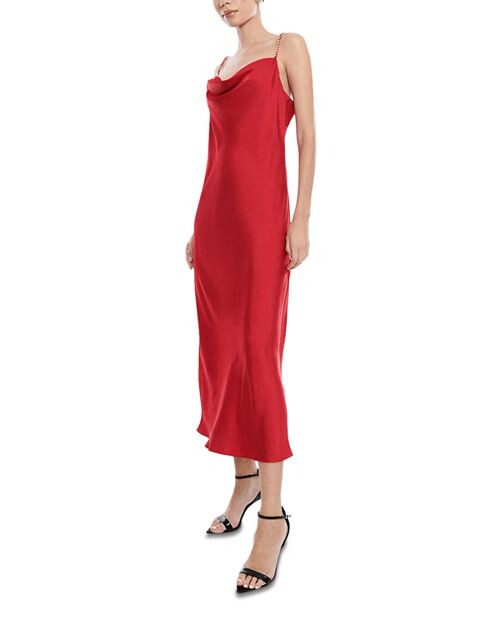 

Украшенное платье-комбинация миди BCBGMAXAZRIA, цвет Red
