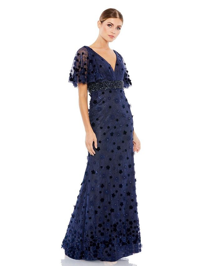 

Женское платье с цветочным декором Mac Duggal, синий