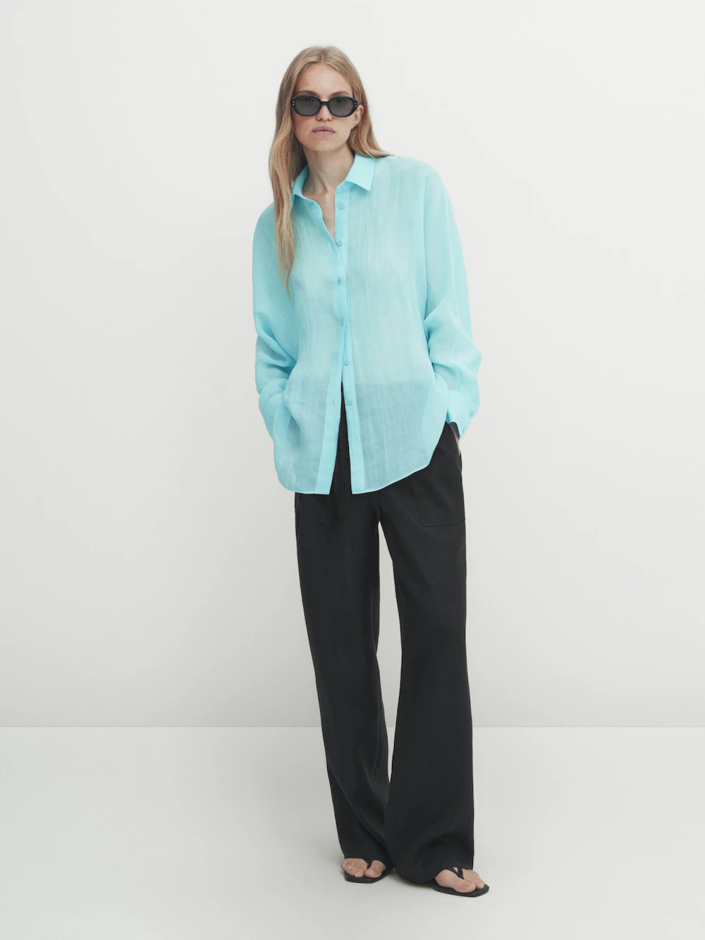 

Рубашка из 100% рами Massimo Dutti, синий
