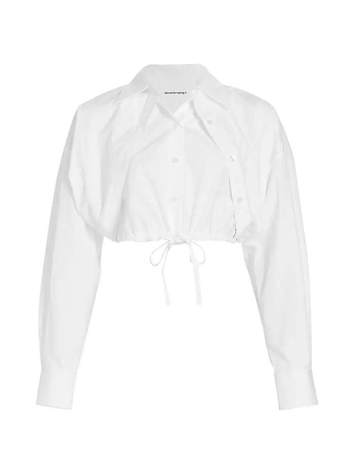 

Многослойный укороченный топ из хлопка с завязками Alexanderwang.T, белый
