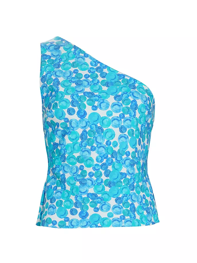 Асимметричный трикотажный топ с принтом Mauerlyn Chiara Boni La Petite Robe, цвет bubbles carousel turquoise