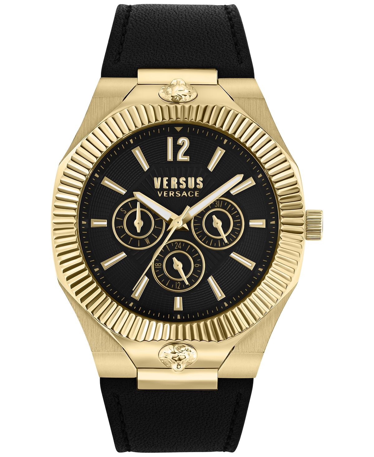 

Мужские часы Echo Park с черным кожаным ремешком, 42 мм Versus Versace