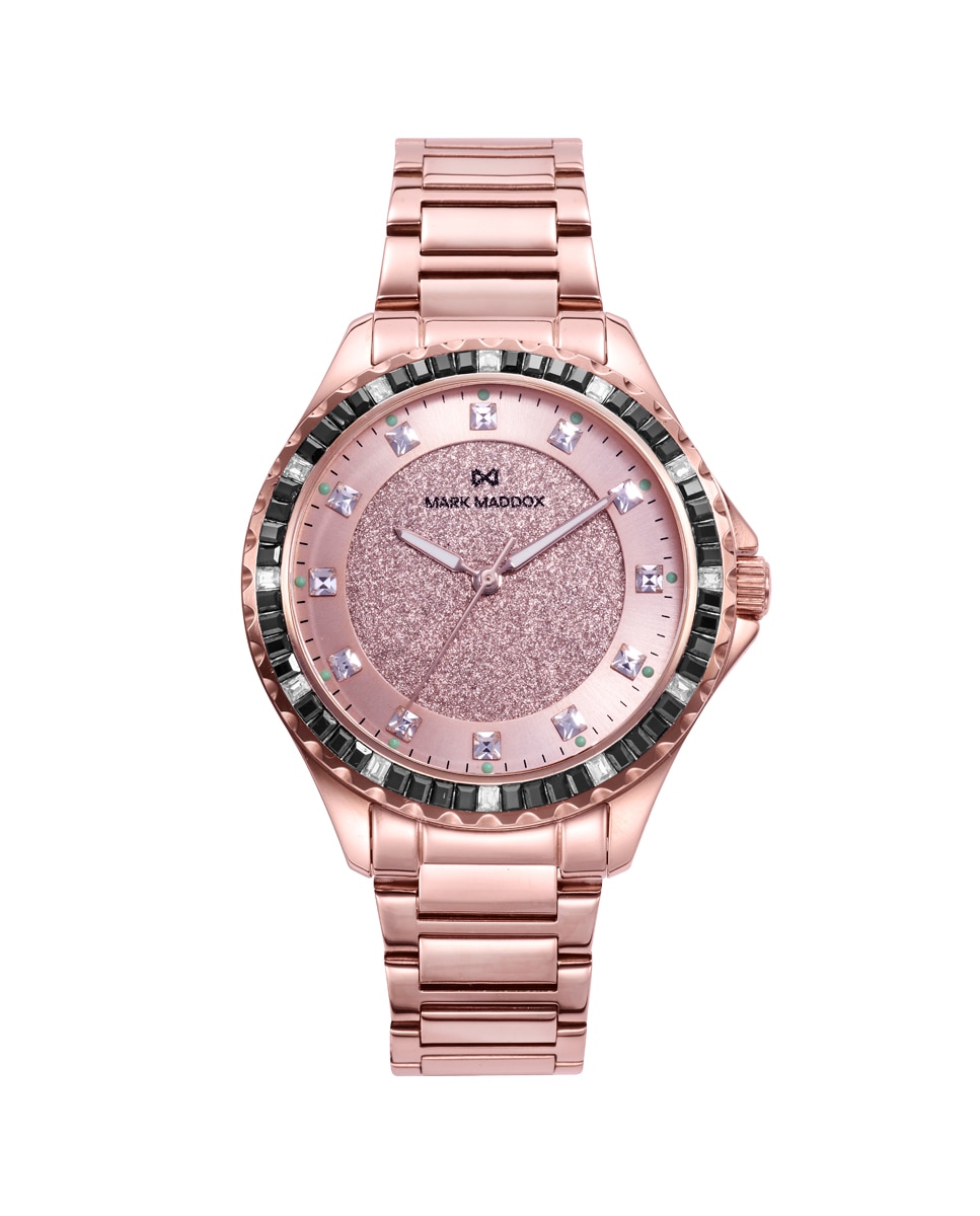 Женские часы Tooting из стали с цирконами и розовым блеском Mark Maddox, розовый математичный кафф с цирконами kalinka