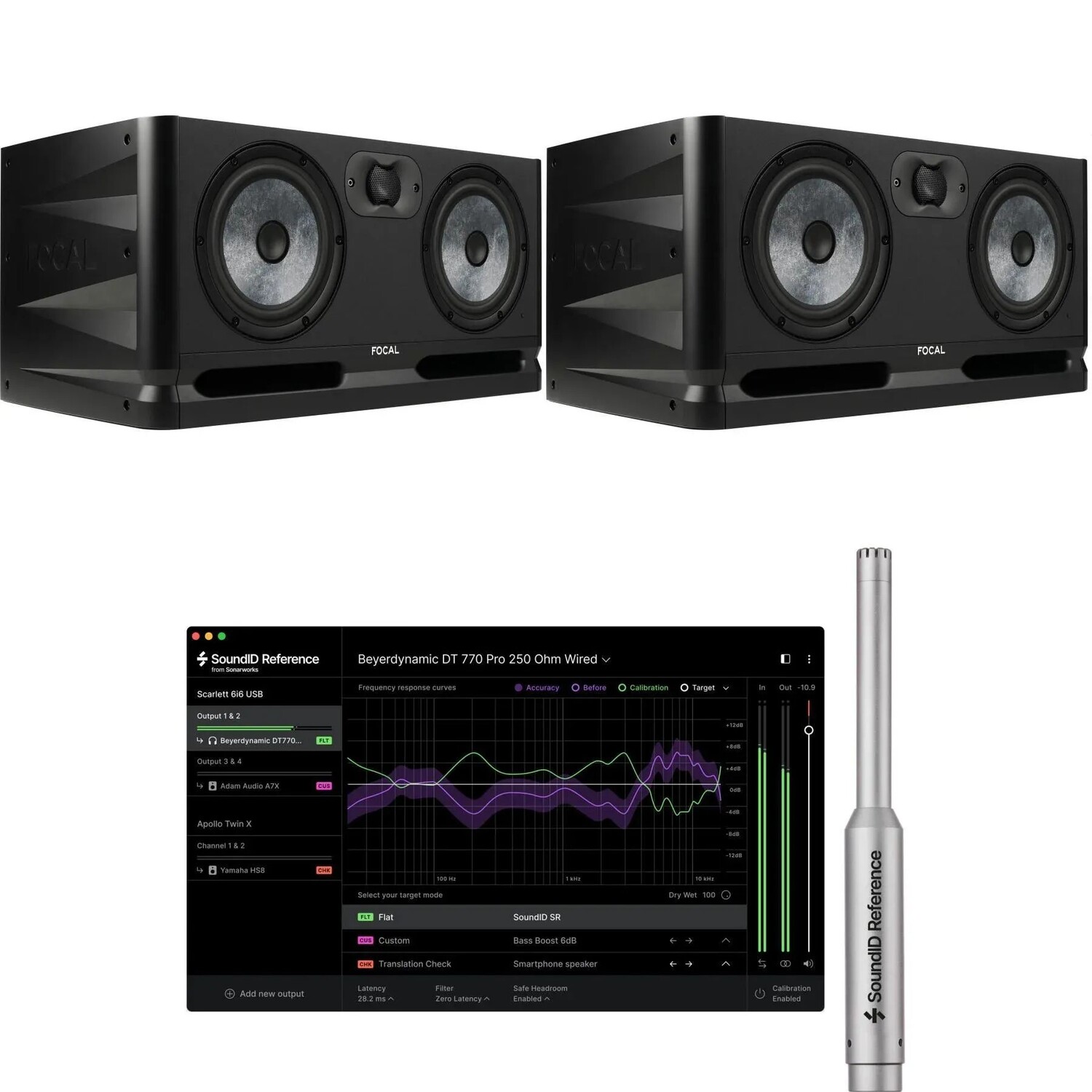 

Пара активных студийных мониторов Focal Alpha Twin Evo Dual с диагональю 6,5 дюйма и комплект программного обеспечения для калибровки