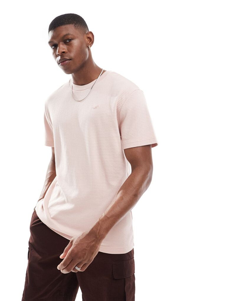 

Hollister – розовая футболка свободного кроя с клетчатой ​​текстурой и логотипом