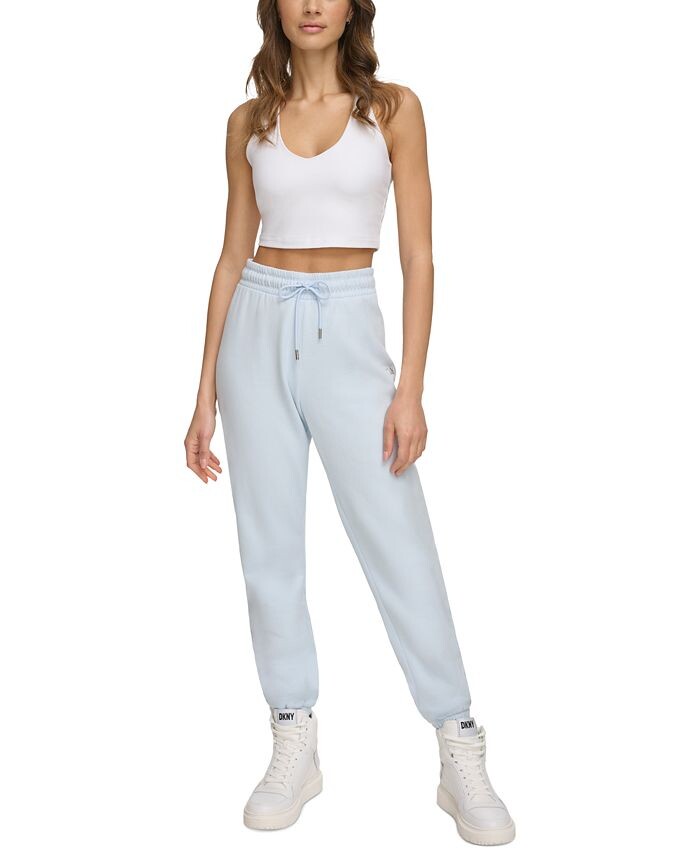 

Женские спортивные штаны из флиса с металлизированным логотипом DKNY, синий