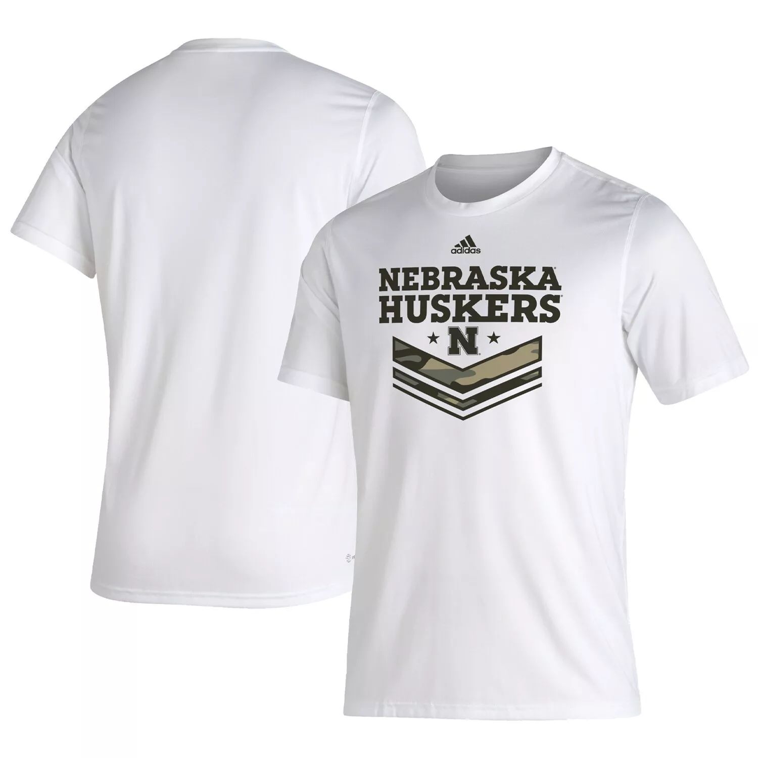 

Мужская белая футболка Nebraska Huskers Salute To Service Creator adidas, Белый