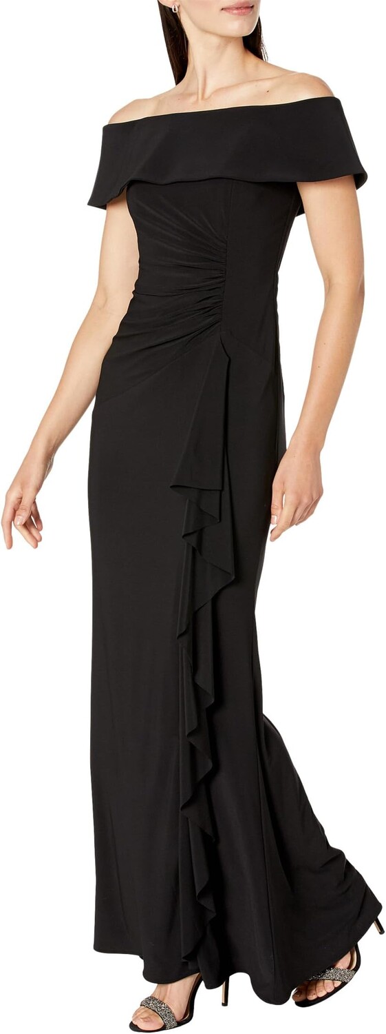 

Платье Long Ity Off-the-Shoulder Side Ruched XSCAPE, черный