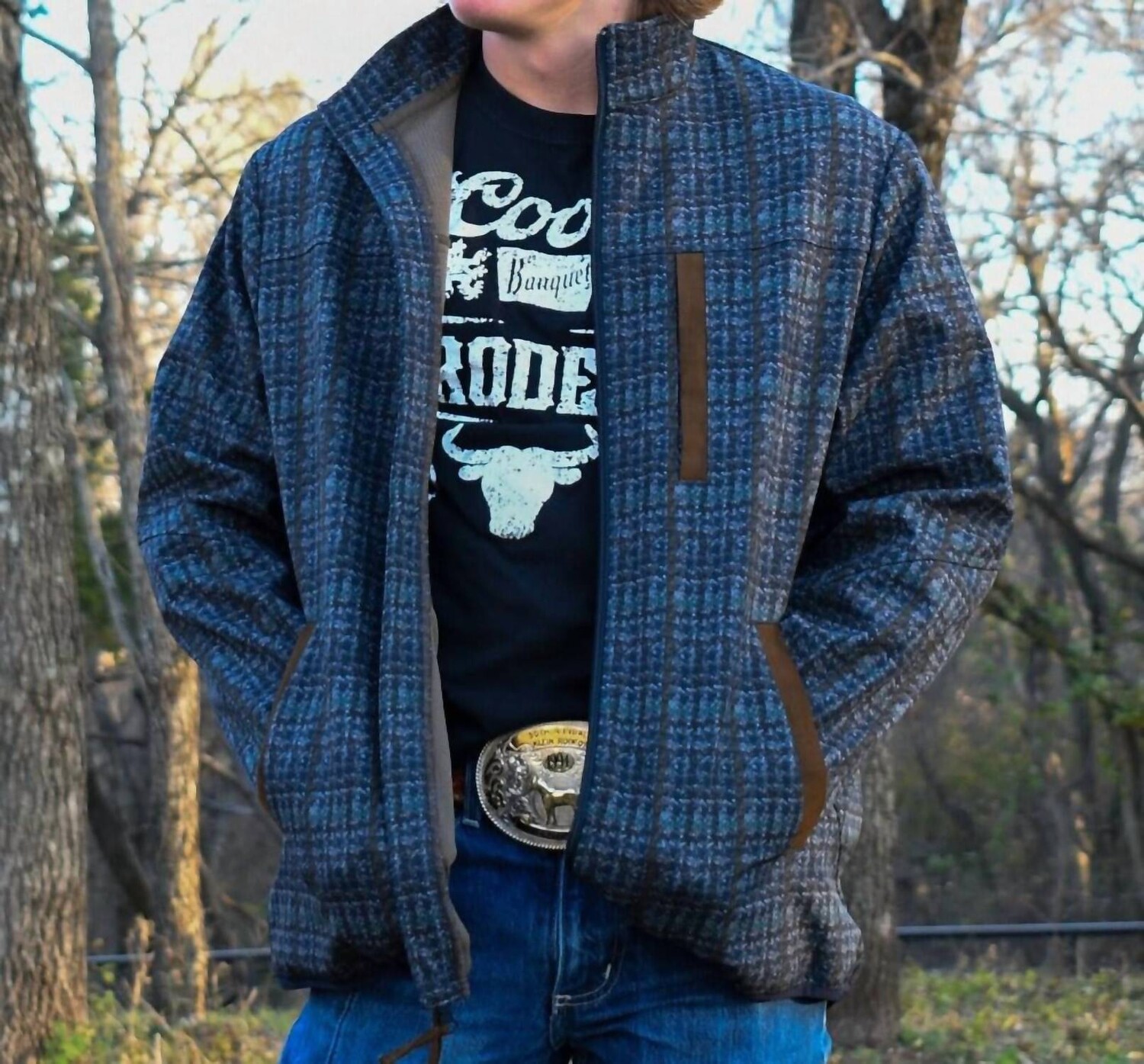 

Мужская темно-синяя клетчатая куртка Keystone Soft Shell Madison Creek Outfitters