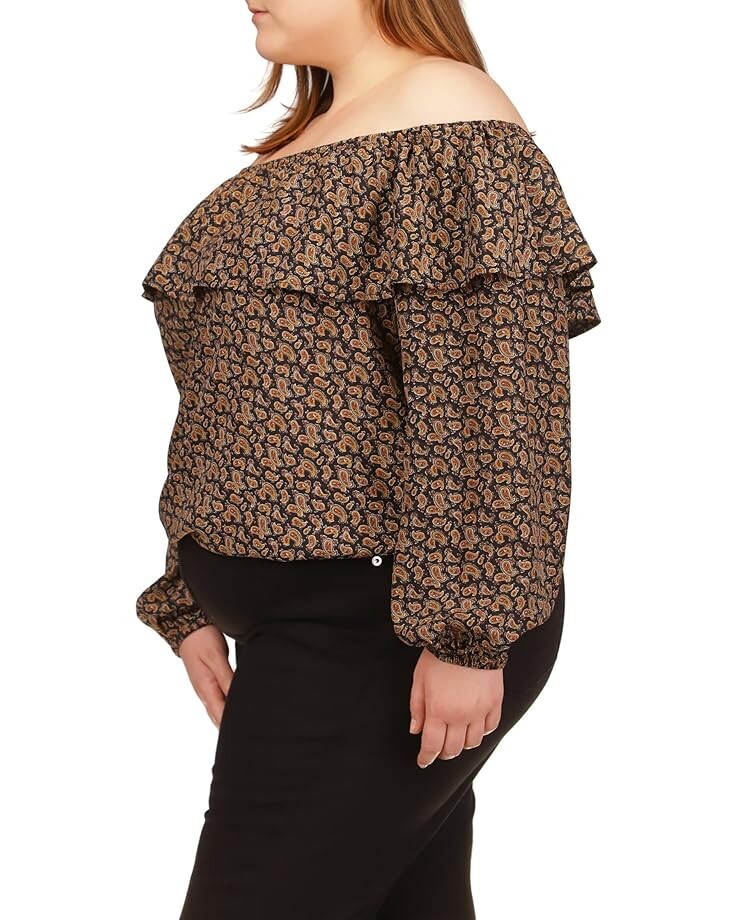 

Топ Michael Kors Plus Size Paisley Off Shoulder Peasant Top, цвет Sienna
