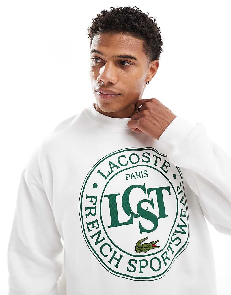 

Lacoste – белая толстовка с логотипом спереди