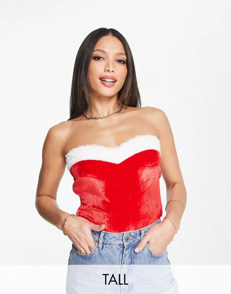 

Красное боди без бретелек Threadbare Tall Santa