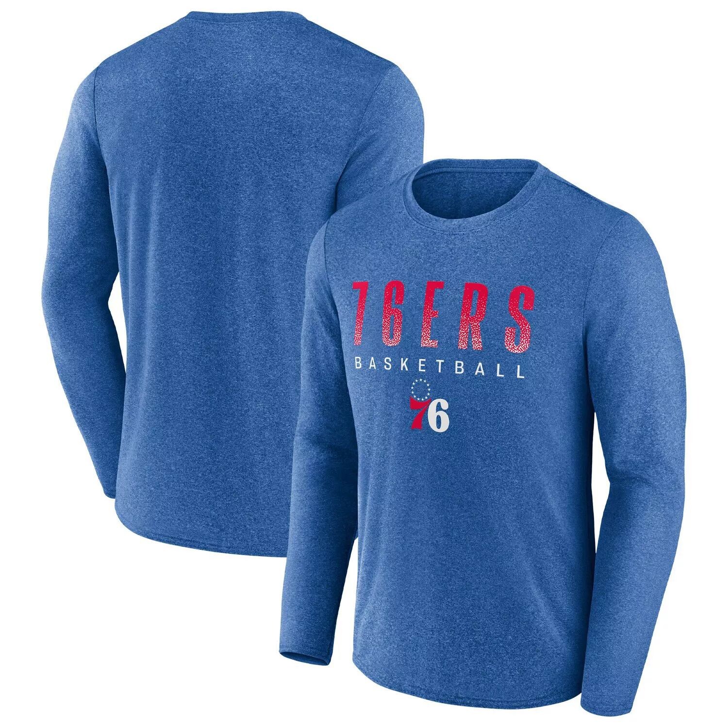 

Мужская футболка с длинным рукавом с фирменным рисунком Royal Philadelphia 76ers Where Legends Play Iconic Practice Fanatics