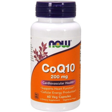 Coq10 200 мг 60 растительных капсул, Now Foods now foods коэнзимq10 200 мг 60 растительных капсул