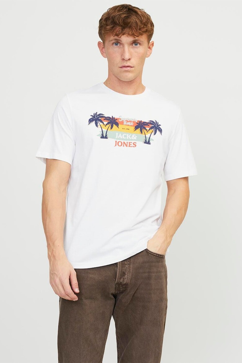 

Футболка с овальным вырезом и принтом Jack & Jones, белый
