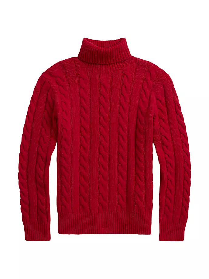 

Свитер с высоким воротником косой вязки Polo Ralph Lauren, красный
