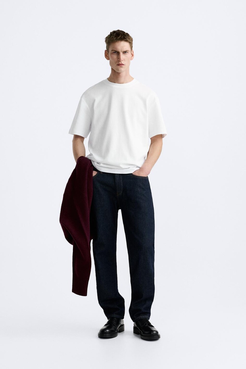 

Футболка с круглым кроем ZARA, белый