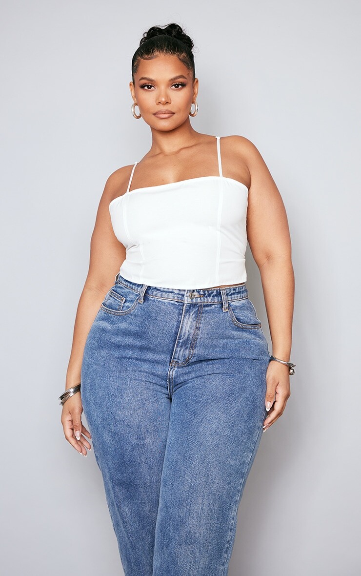 

PrettyLittleThing Кремовый тканый корсет с бретелями Plus