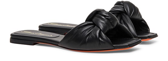 

Кожаные шлепанцы с узлом Santoni, черный