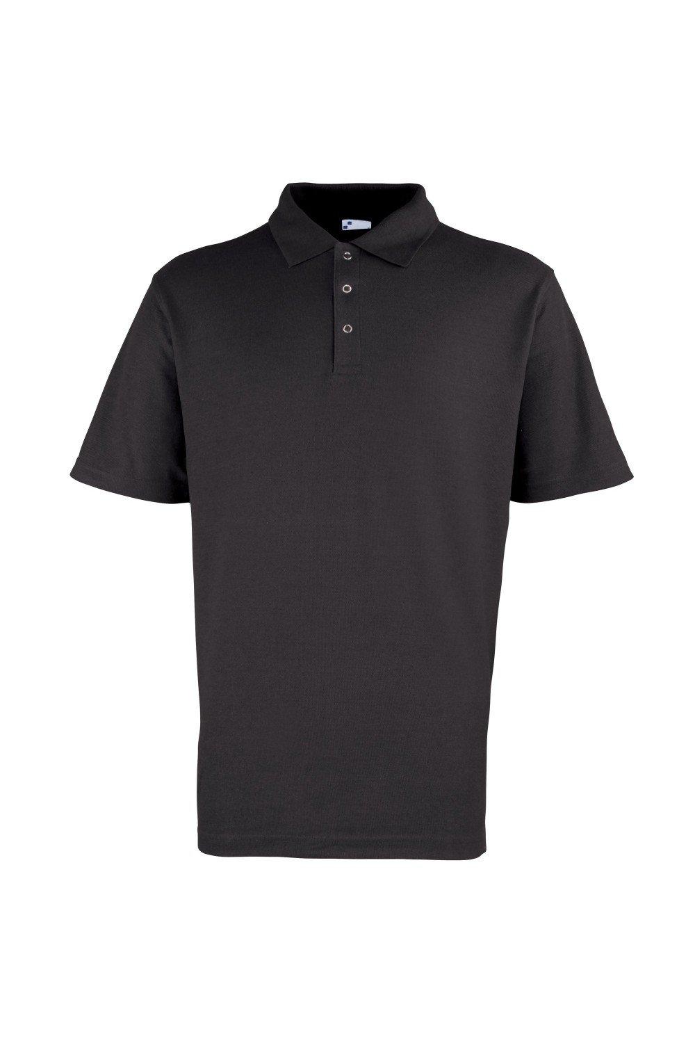 Однотонная рубашка-поло из тяжелого пике с заклепками Premier, черный
