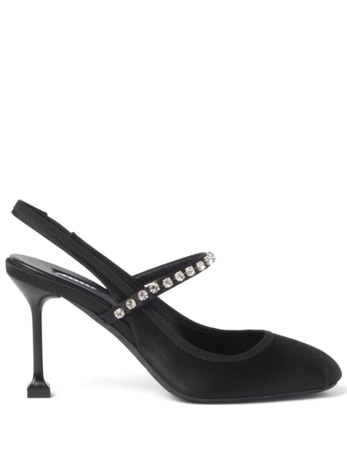 

Miu Miu атласные туфли с кристаллами, черный