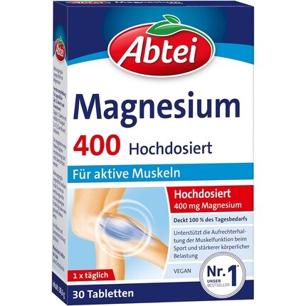 

Abtei Magnesium 400, высокие дозы магния для активных мышц, 30 таблеток