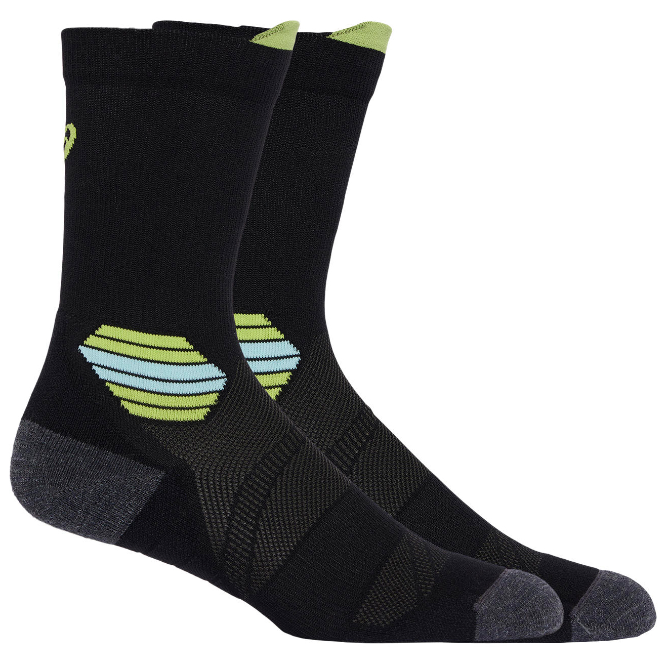 спортивные носки performance run crew sock unisex asics цвет black Носки для бега Asics Fujitrail Run Crew Sock, цвет Performance Black/Illuminate Green