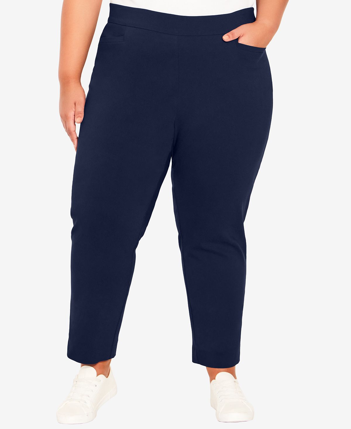 Укороченные брюки больших размеров из суперэластичной ткани Avenue, темно-синий