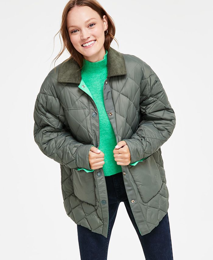 цена Женская двусторонняя стеганая куртка Barn Calvin Klein Jeans, зеленый