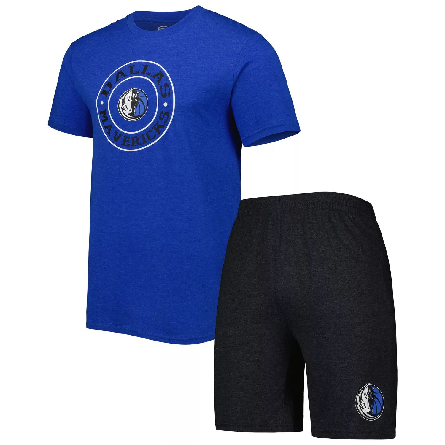 Мужской комплект для сна с футболкой и шортами Concepts Sport синего/черного цвета Dallas Mavericks