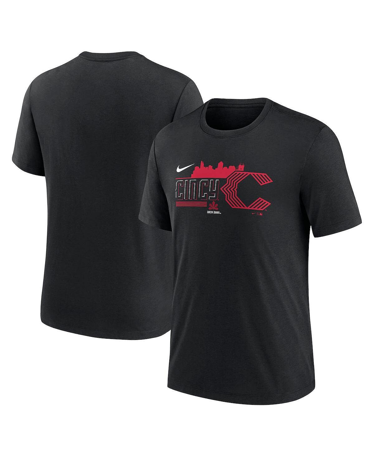 

Мужская черная футболка Cincinnati Reds 2023 City Connect Tri-Blend Nike, Черный
