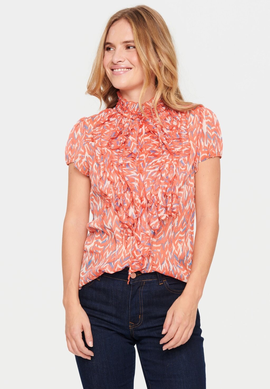 

Рубашка Liljasz Crinkle Saint Tropez, цвет sea coral soft leaves