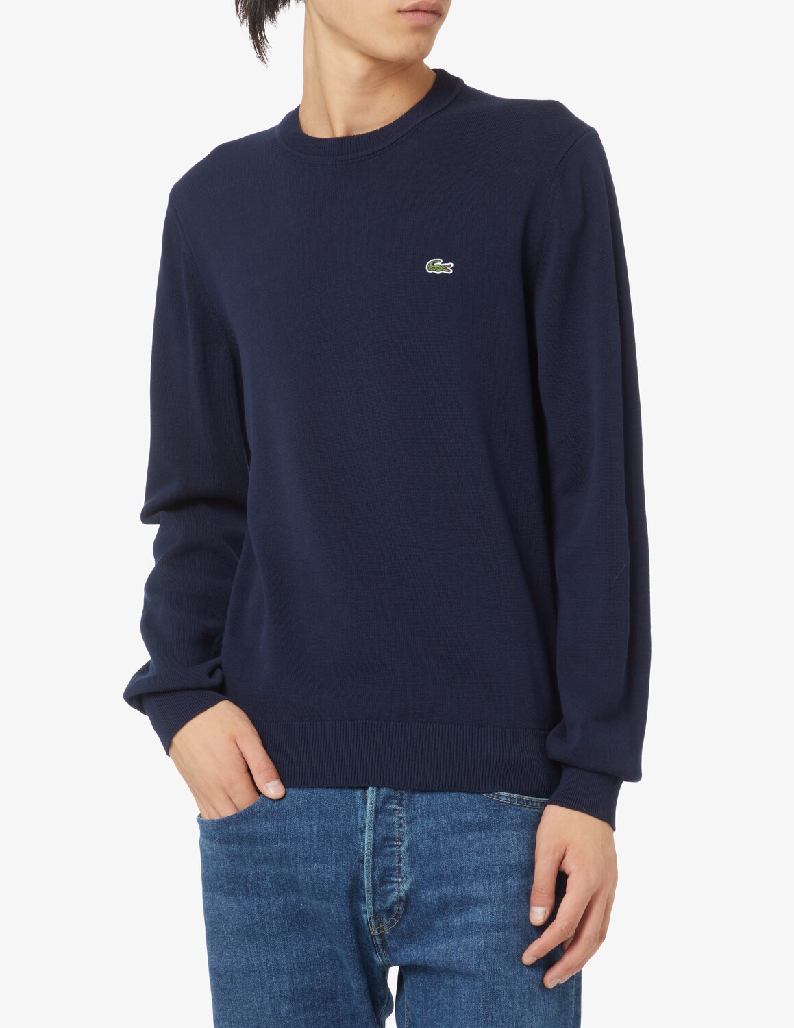 

Базовый джемпер из хлопка с круглым вырезом Lacoste, синий
